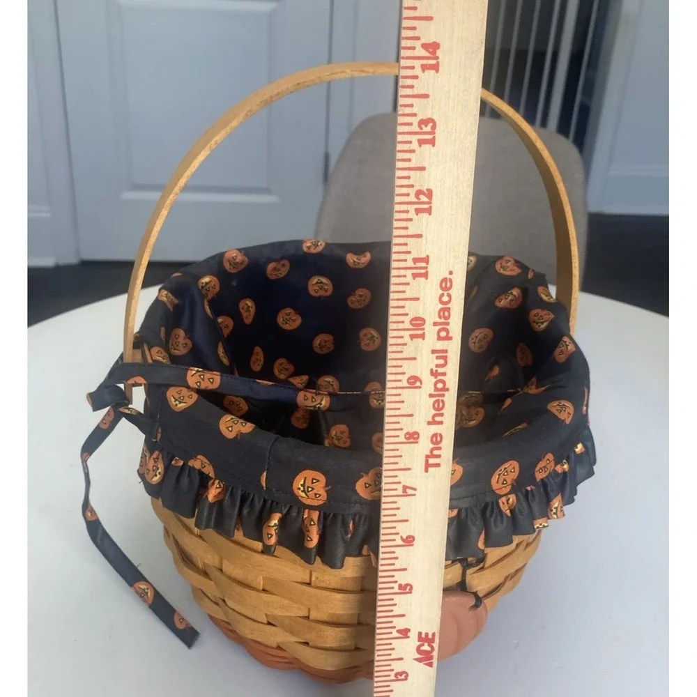 Longaberger 1995 Large Pumpkin Halloween Basket Liner & Tie 8